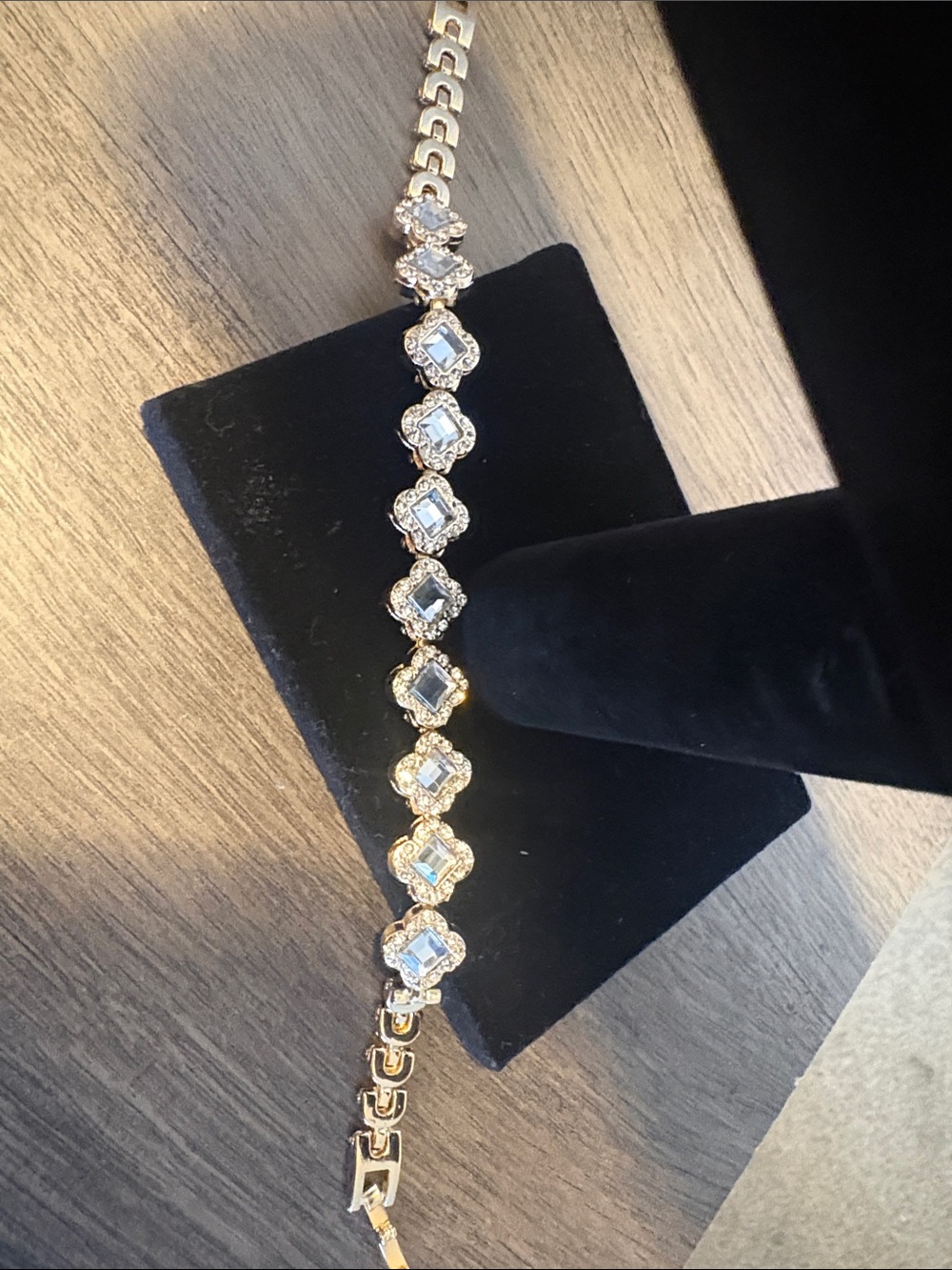 Elegant Gold-Tone Crystal Tennis Bracelet - Gold
